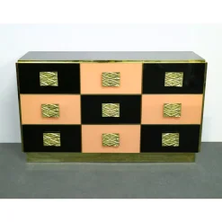 Cassettiera in ottone e legno