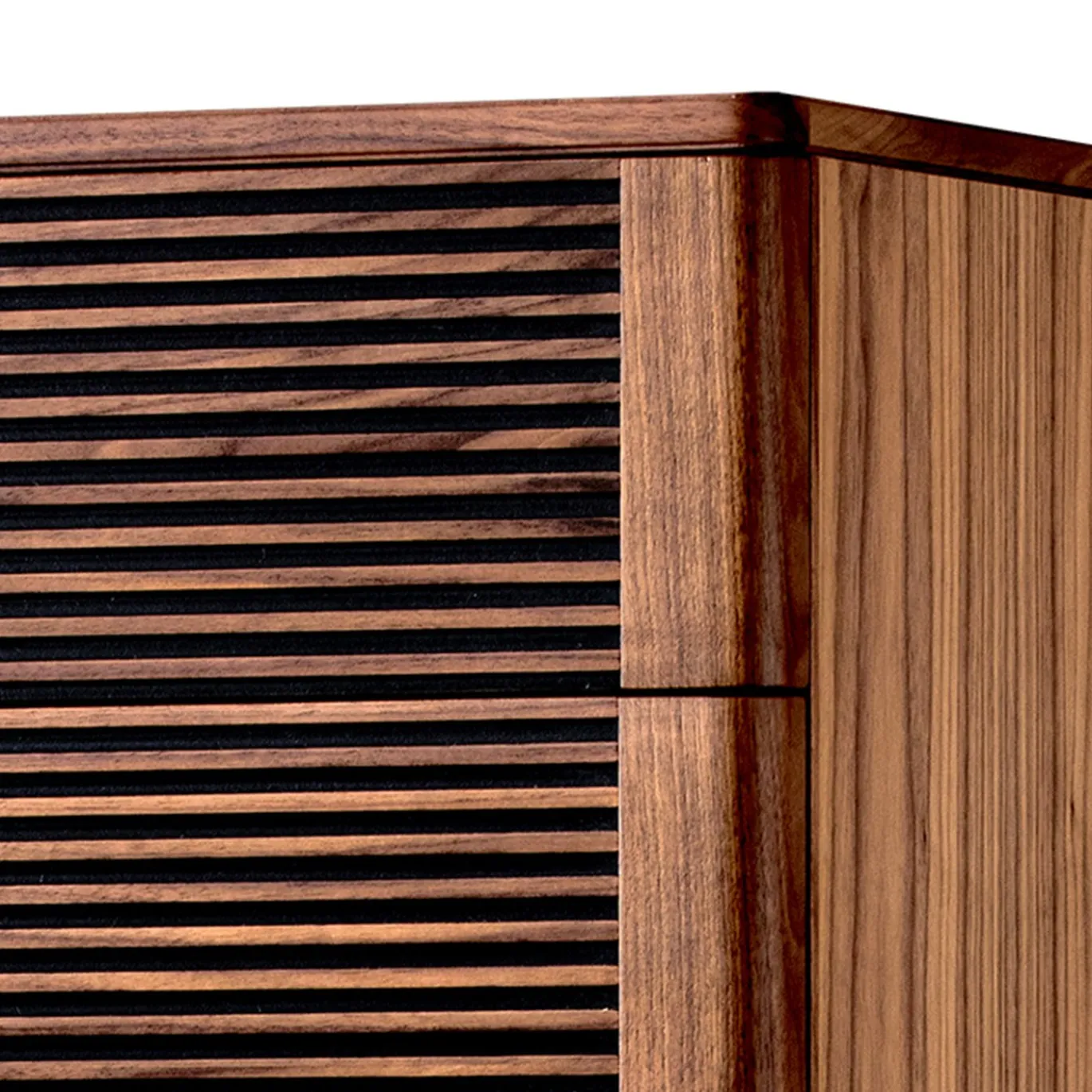 Cassettiera Riga Alta in Noce con Dettagli in Legno Scuro