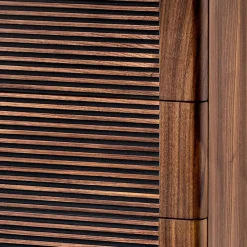 Cassettiera Riga Bassa in Noce con Dettagli in Legno Scuro