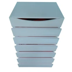 Cassettiera Settimino Azzurro in legno di frassino verniciato