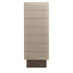 Cassettiera SIR 7 in legno di noce e pelle beige