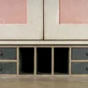 Cassettone Pesaro Secretary rosa e verde chiaro