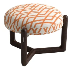 Cecil Pouf da esterno in legno di iroko bianco e arancione