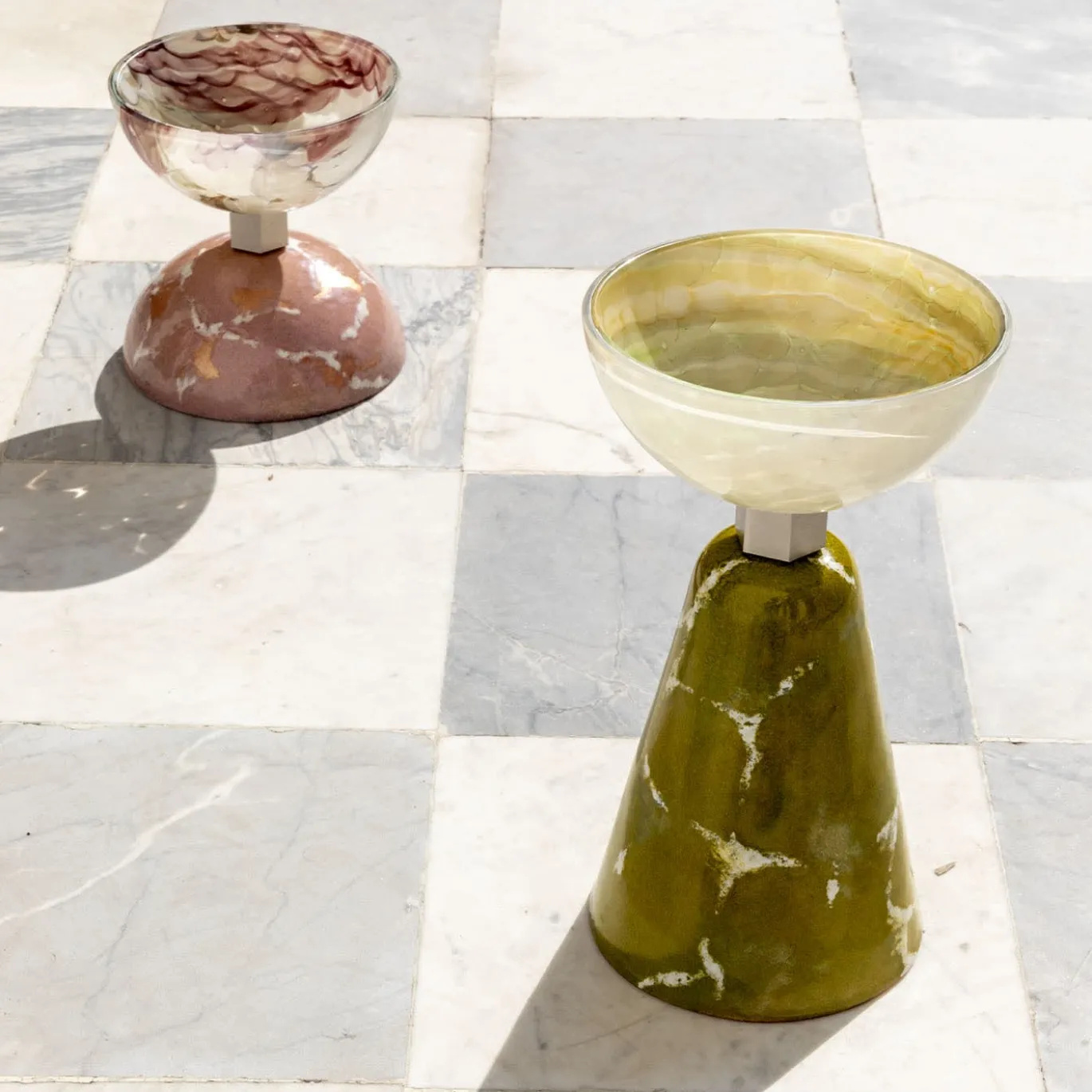 Centrotavola Alchimie in vetro di Murano verde giada