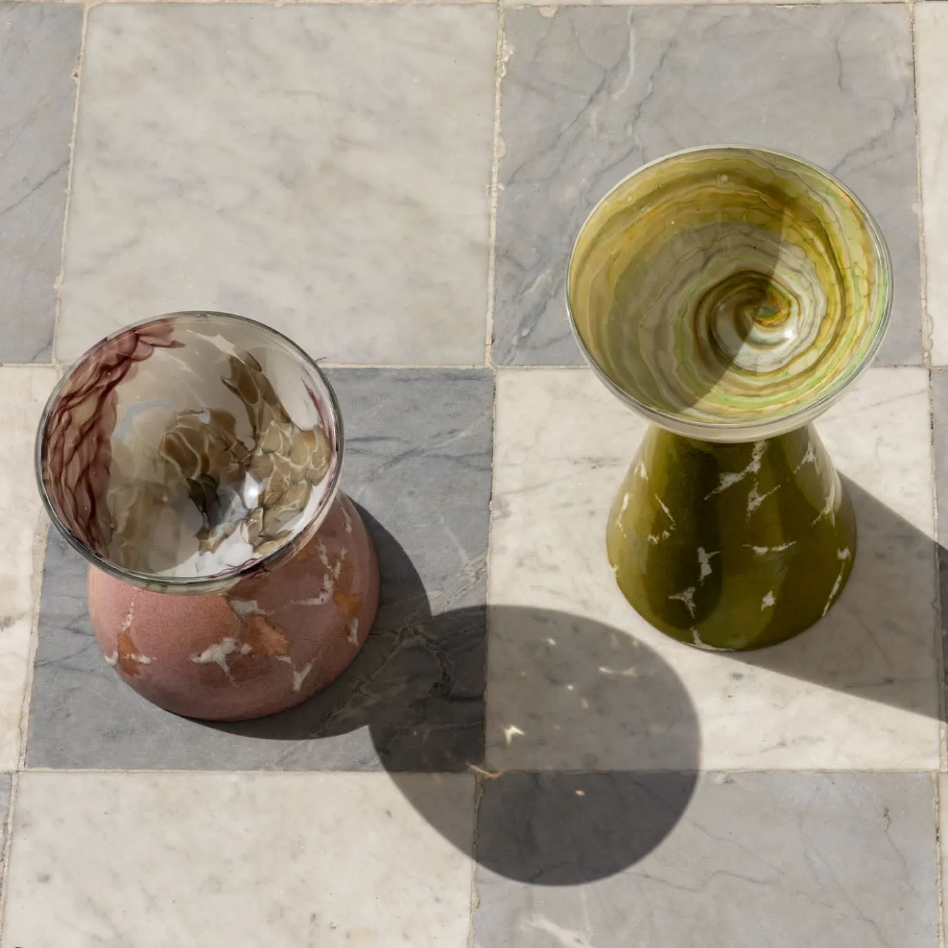 Centrotavola Alchimie in vetro di Murano verde giada