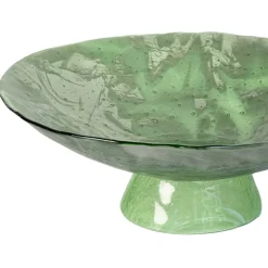 Centrotavola Bacile in vetro di Murano verde effetto marmo