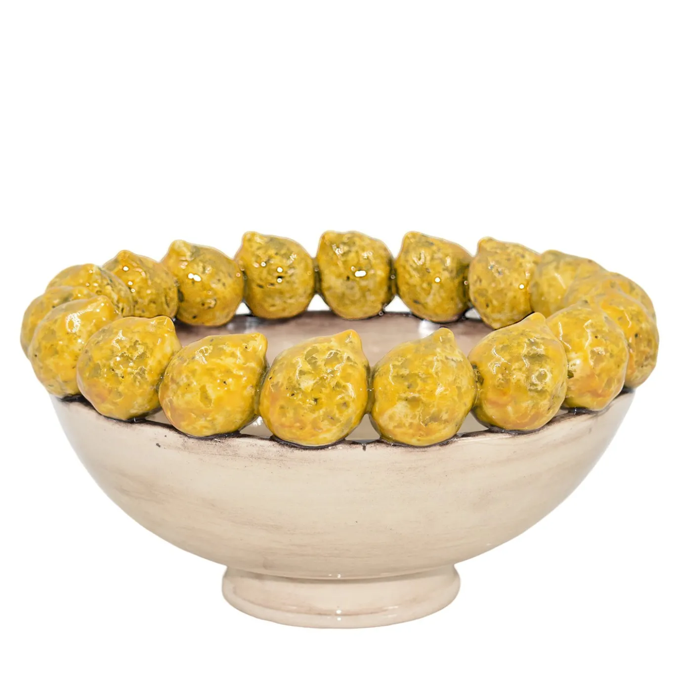 Centrotavola basso con limoni gialli in maiolica siciliana