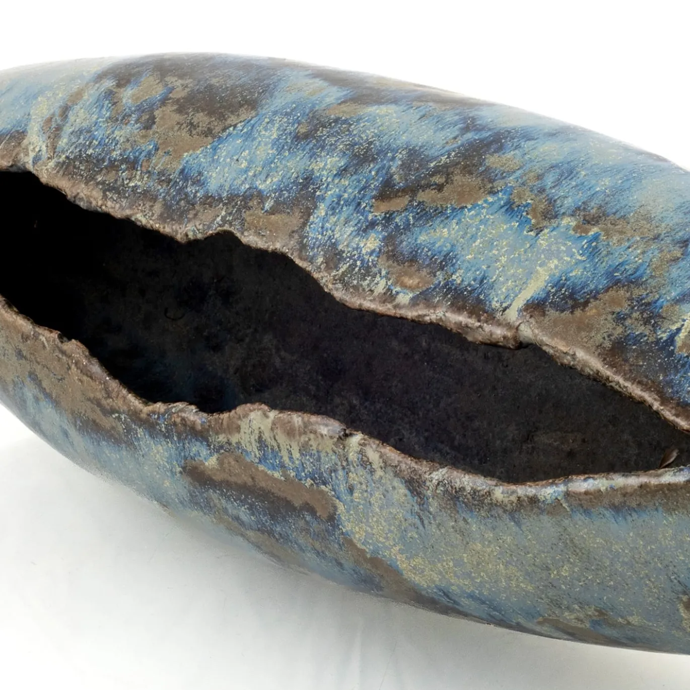 Centrotavola Big Blue a Forma di Baccello in Gres Policromo