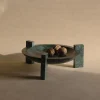 Centrotavola Block Stand Low in marmo verde