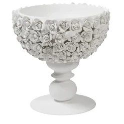Centrotavola con piedini bianchi fioriti Coco Camelie