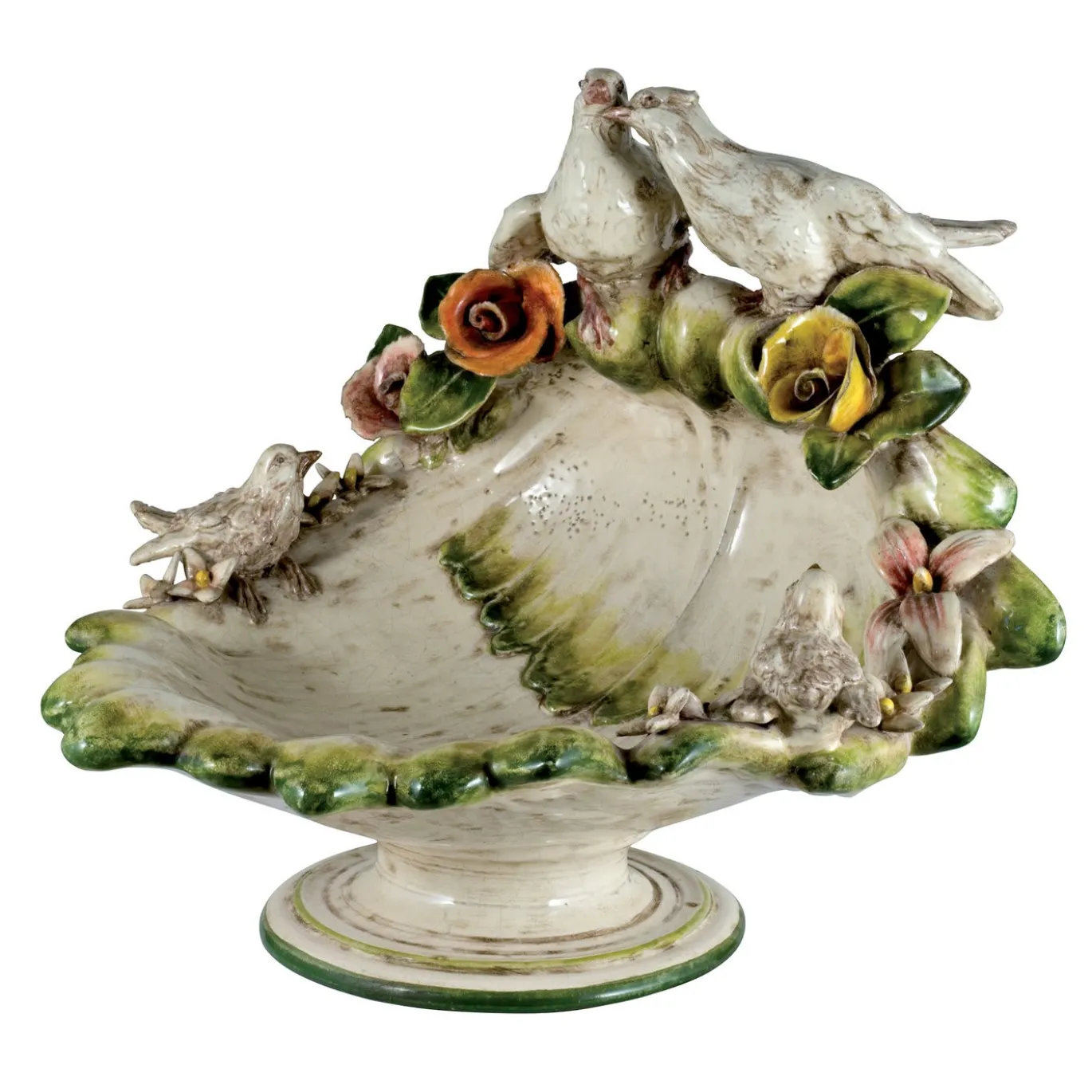 Centrotavola con uccelli e fiori