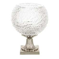 Centrotavola Coppa Rotonda Reggia in Cristallo con Base in Bronzo