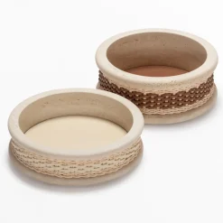 Centrotavola Courbet in pelle e rattan #4