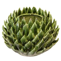 Centrotavola Cynara a forma di carciofo in ceramica smaltata verde