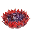Centrotavola decorativo in ceramica rosso e viola Acantha