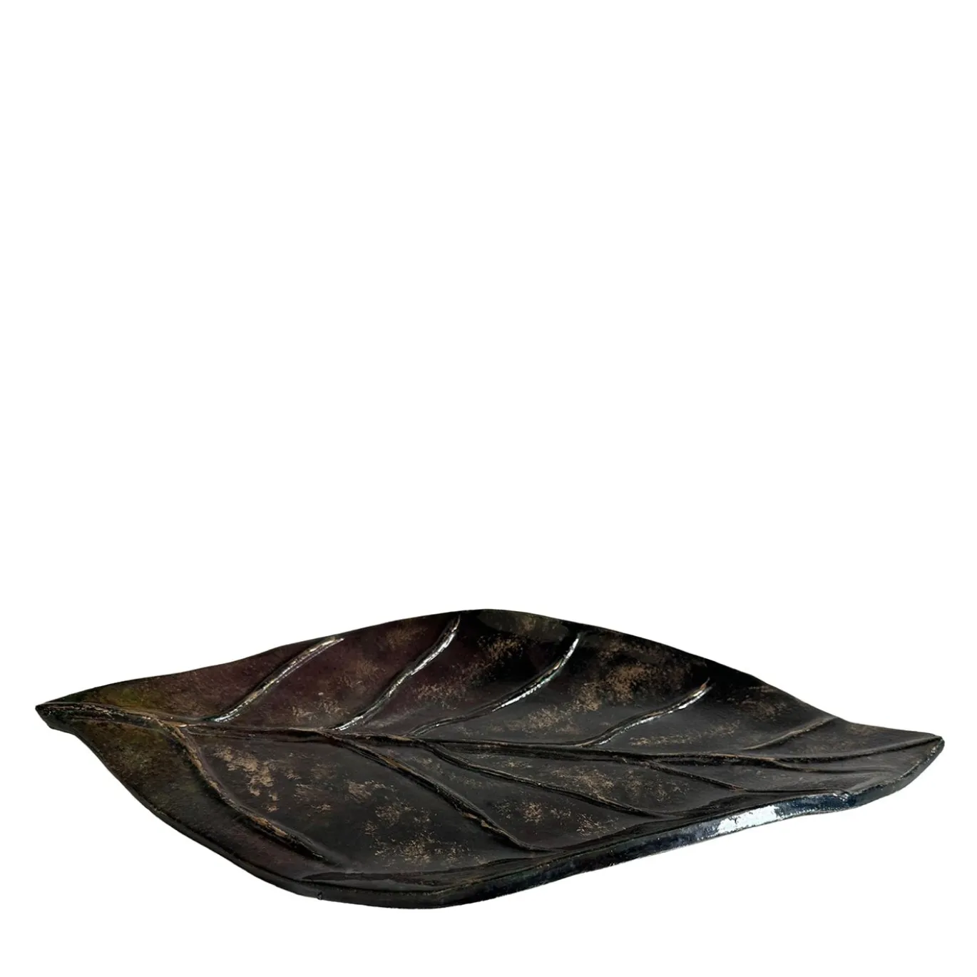 Centrotavola in ceramica Autumn Leaf in finitura marrone