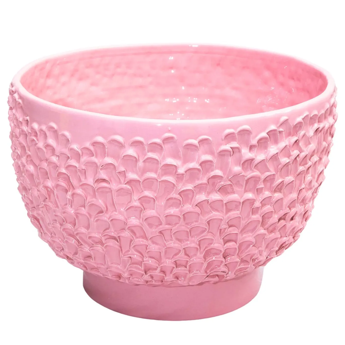 Centrotavola in Ceramica Onda Rosa Cipria Lucido