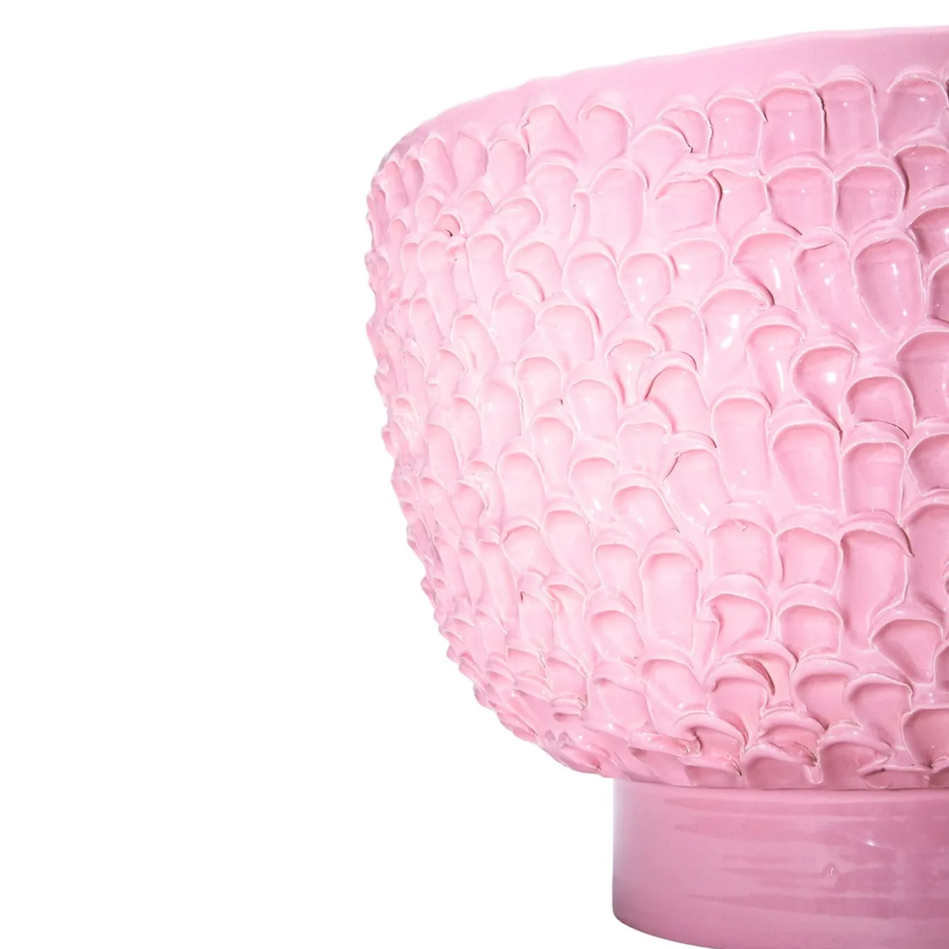 Centrotavola in Ceramica Onda Rosa Cipria Lucido