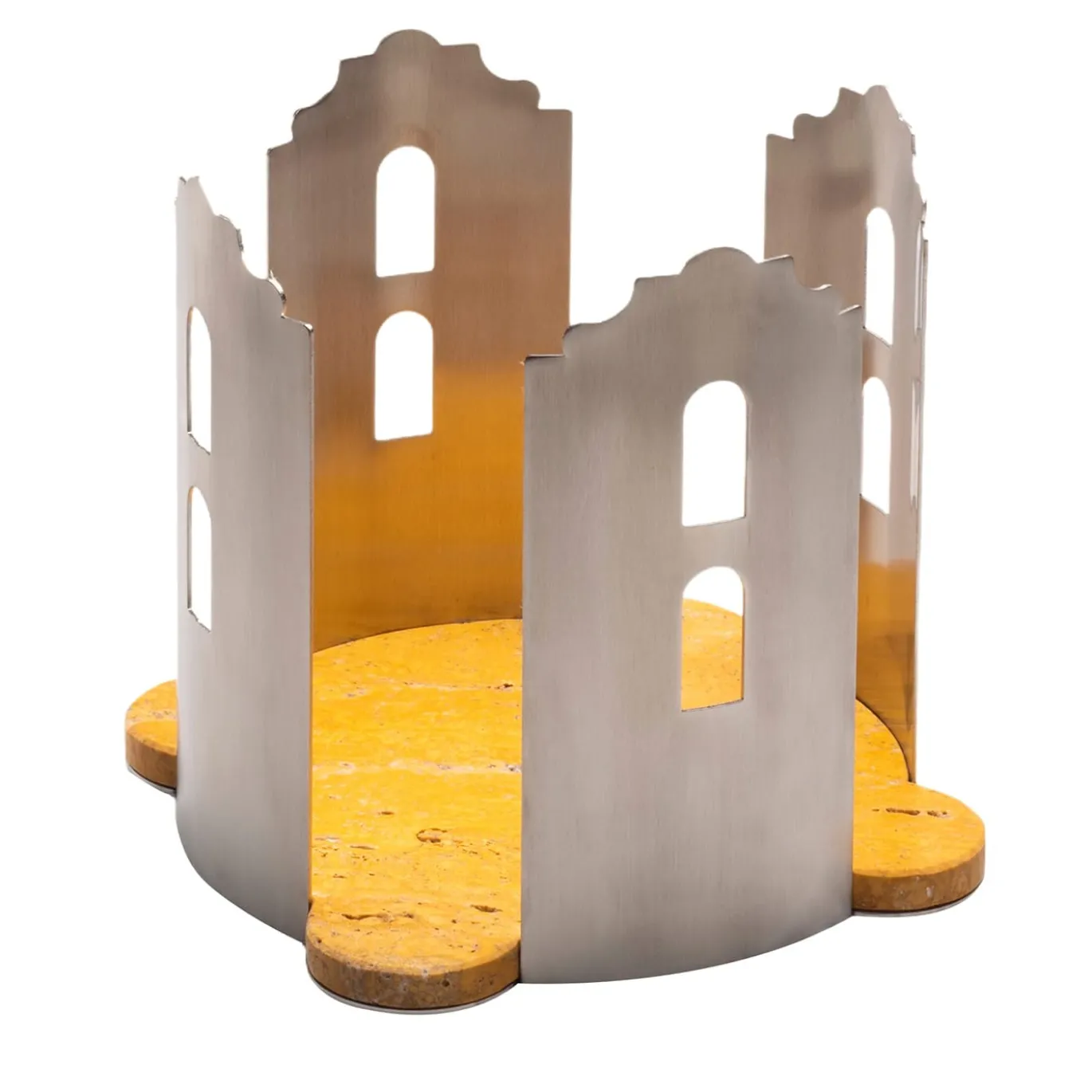 Centrotavola in travertino giallo Quattrocanti di Gabriele D'Angelo