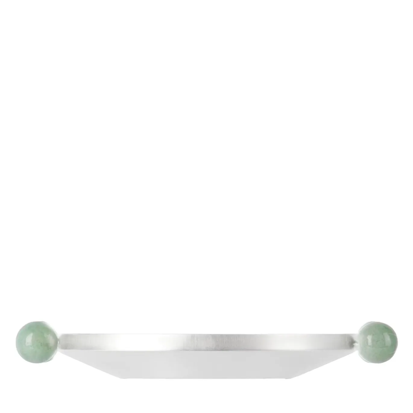 Centrotavola Piano 13 in ottone placcato argento con manici in pietra verde