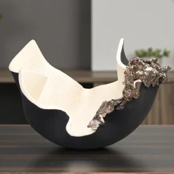 Centrotavola Ramadura Grande in Ceramica Bianca e Nera