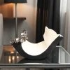Centrotavola Ramadura piccolo in ceramica bianca e nera