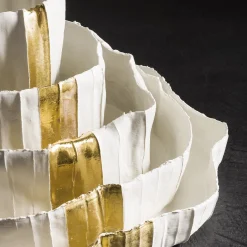 Centrotavola Set Alto Ninfea Corteccia con inserti Oro