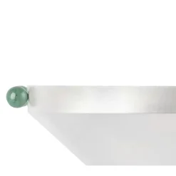 Centrotavola Triangular in ottone placcato argento con manici in pietra verde
