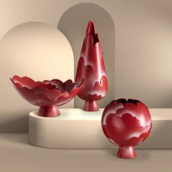 Centrotavola Tsuki in argilla rossa di Nicola Orsini
