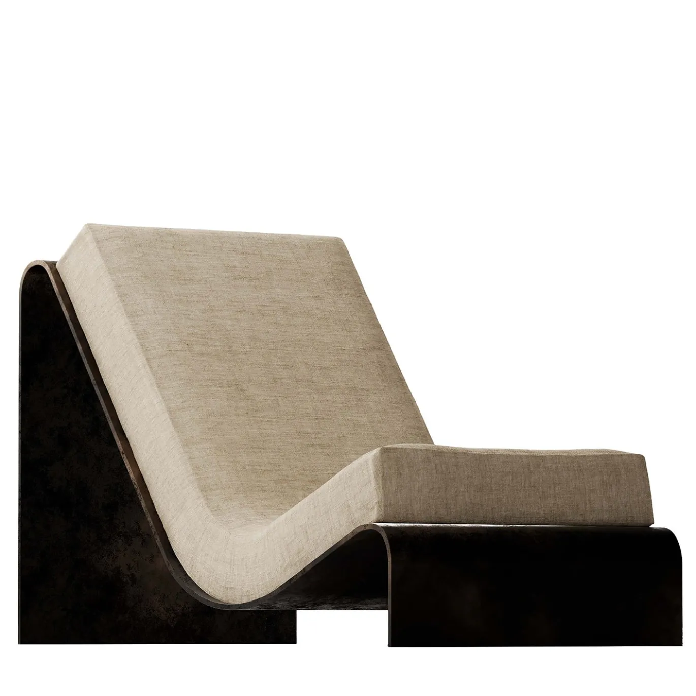 Chaise AR11-V2 in bronzo con cuscino in lino