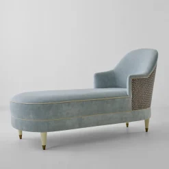 Chaise dormeuse Audrie in velluto azzurro