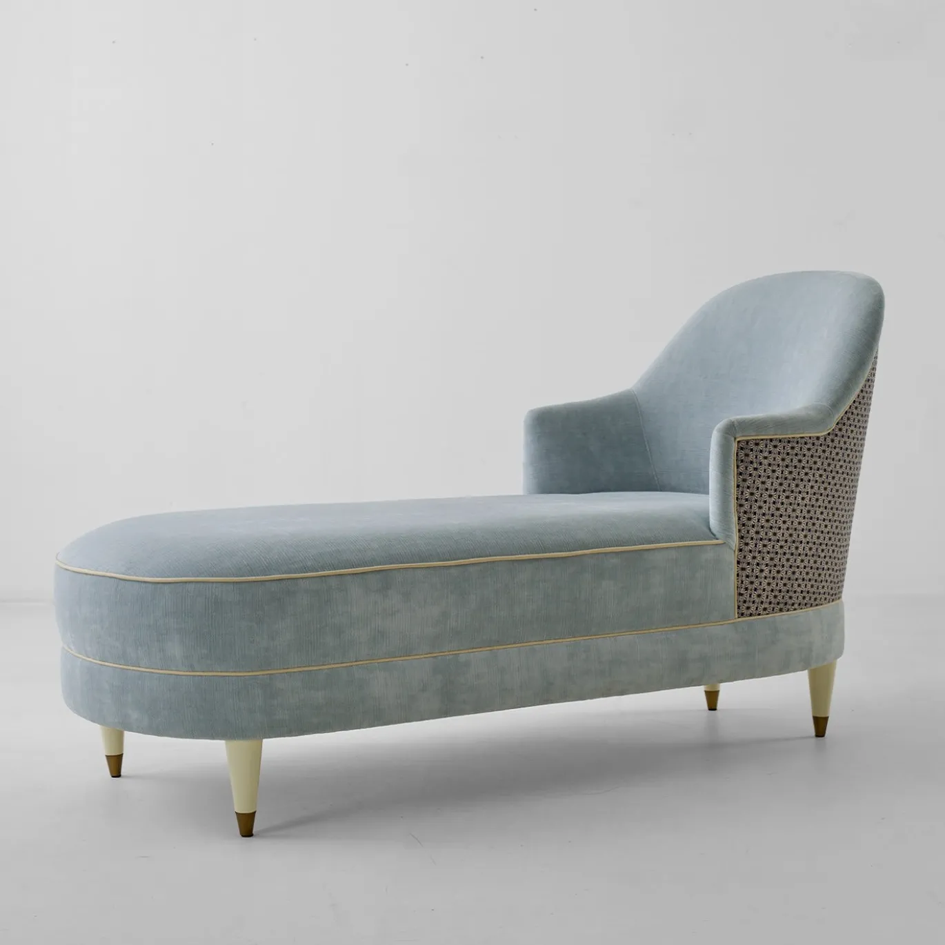 Chaise dormeuse Audrie in velluto azzurro