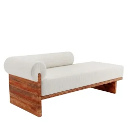 Chaise in Marmo Travertino Luna e seta Mohair di Sheree Stuart Design