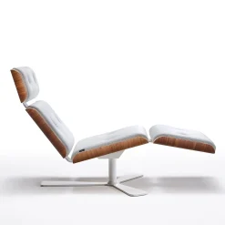 Chaise longue Armadillo/7 in pelle bianca