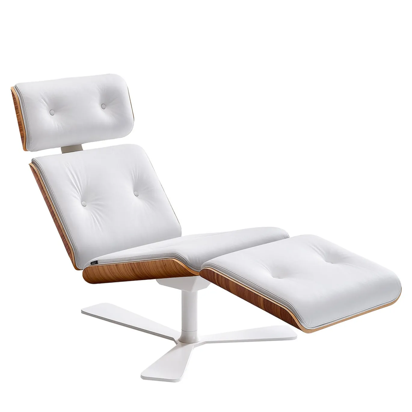 Chaise longue Armadillo/7 in pelle bianca