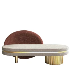 Chaise Longue Beige Eclipse con Base Dorata