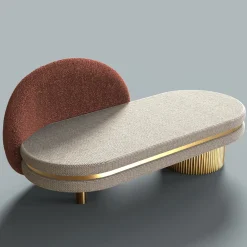 Chaise Longue Beige Eclipse con Base Dorata