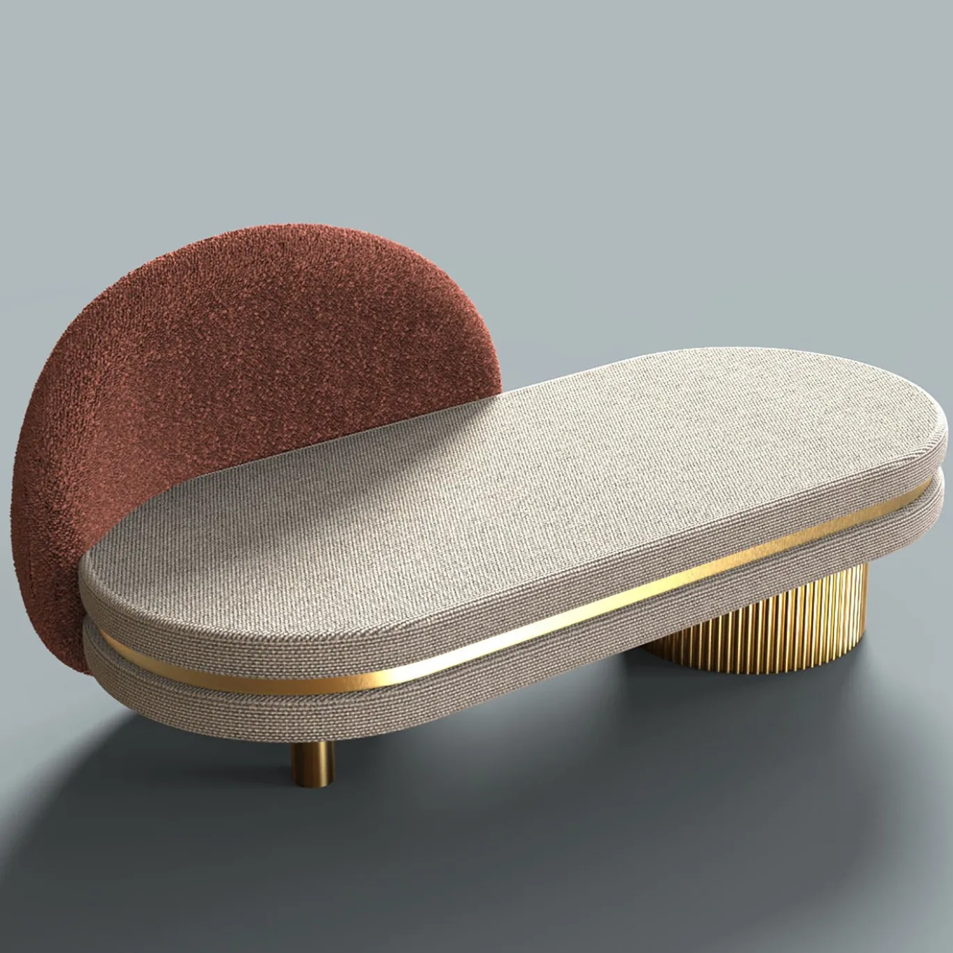Chaise Longue Beige Eclipse con Base Dorata