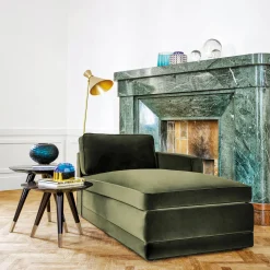 Chaise Longue Charles in Velluto Verde Acido