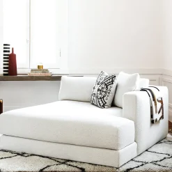 Chaise Longue Daniel in Tessuto Bianco