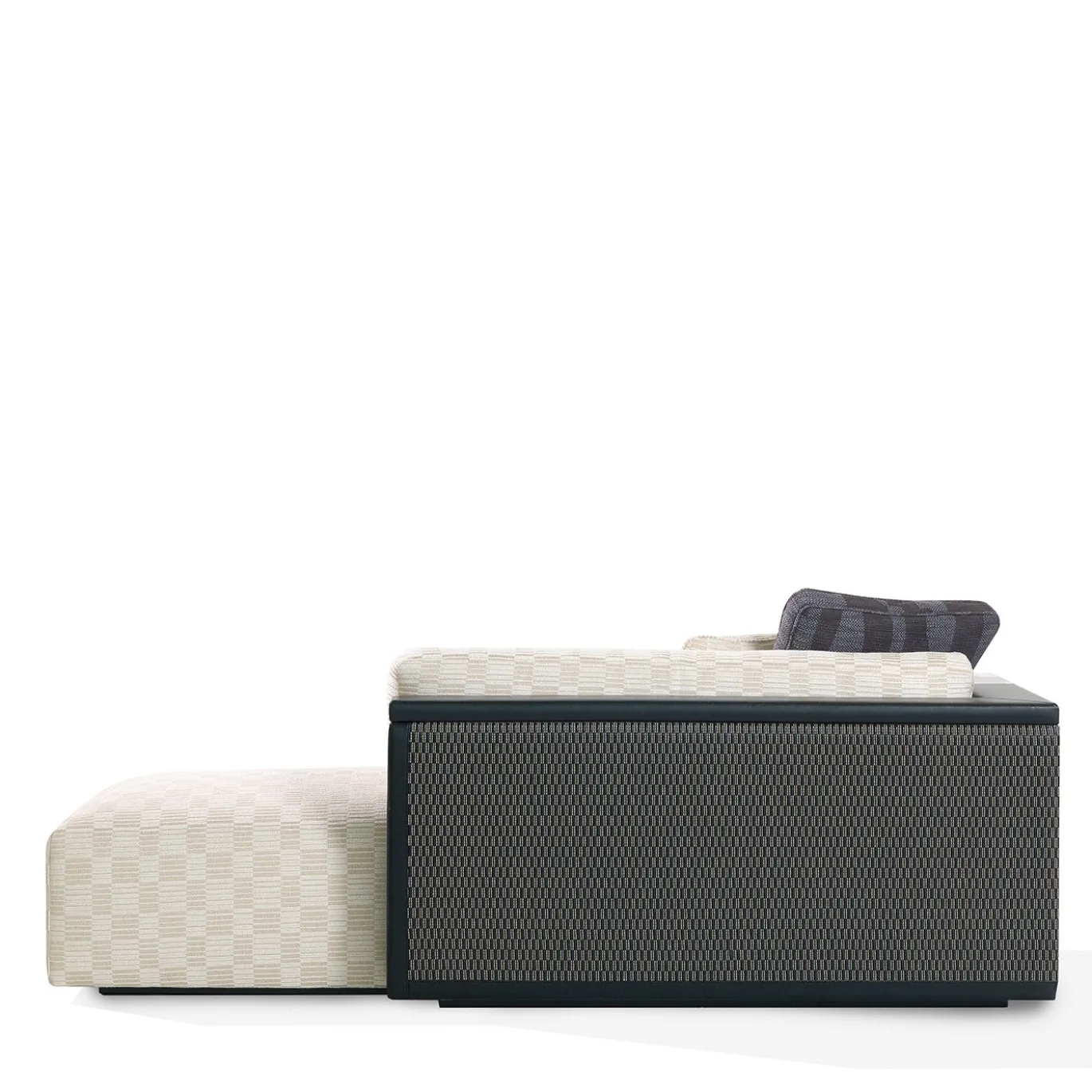 Chaise longue Egon in tessuto Discipline e pelle Aida
