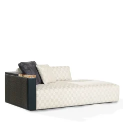 Chaise longue Egon in tessuto Discipline e pelle Aida