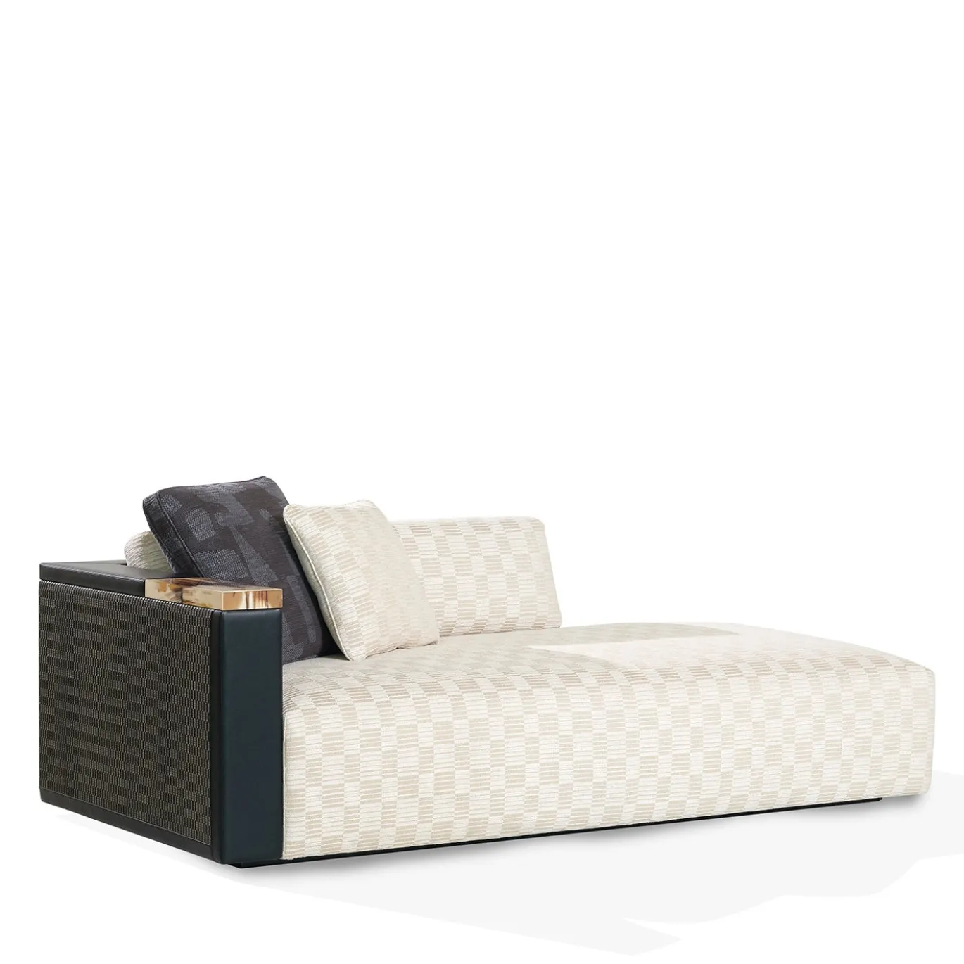Chaise longue Egon in tessuto Discipline e pelle Aida