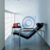 Chaise Longue Genni Nera e Cromo con Pouf di Gabriele Mucchi