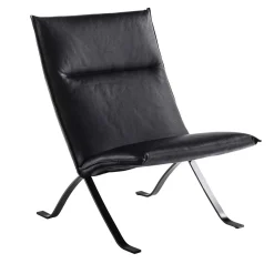 Chaise longue in pelle nera Mood