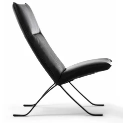 Chaise longue in pelle nera Mood
