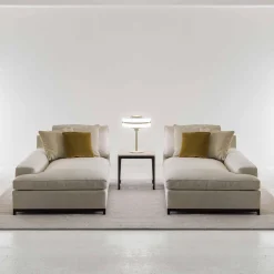 Chaise longue in tessuto grigio Hugo