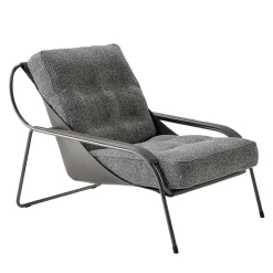 Chaise Longue Maggiolina Grigia con Scocca in Pelle di Marco Zanuso