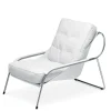 Chaise Longue Maggiolina in Pelle Bianca e Acciaio Inossidabile con Ottomano di Marco Zanuso
