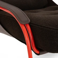 Chaise Longue Maggiolina Marrone con Struttura in Acciaio Arancione di Marco Zanuso